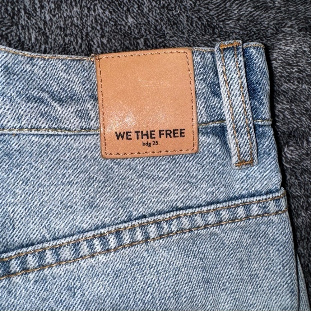 We The Free Light Wash Denim Raw Hem Cut Off Micro Mini Skirt - Picture 9 of 12